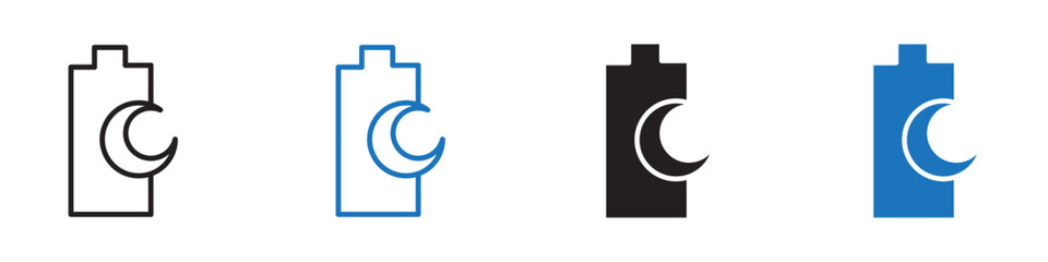 Battery saving icon linear graphics set vector in black