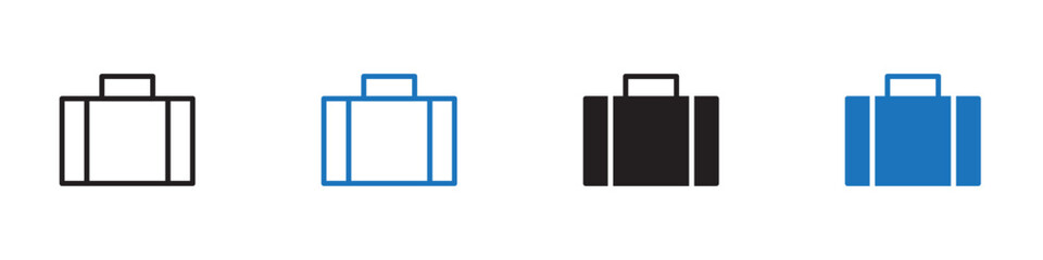 Briefcase icon linear graphics set vector in black