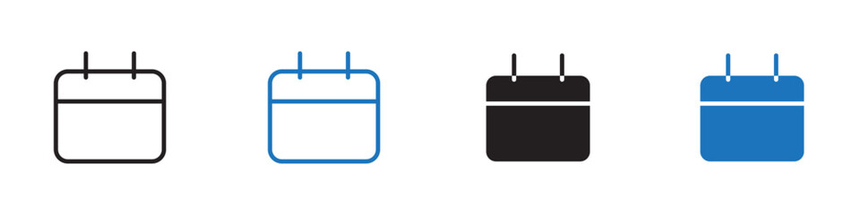 Calendar icon linear graphics set vector in black