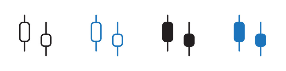 Candle stick icon linear graphics set vector in black