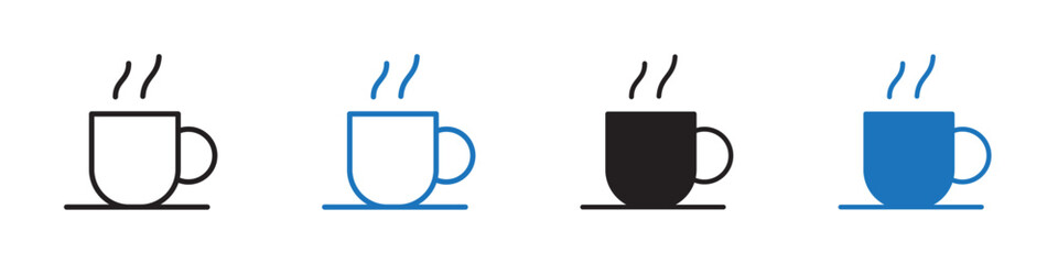 Coffee icon linear graphics set vector in black