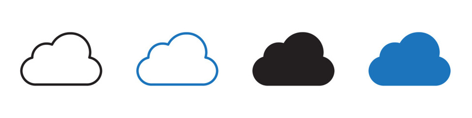 Cloud icon linear graphics set vector in black