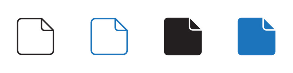 Document icon linear graphics set vector in black