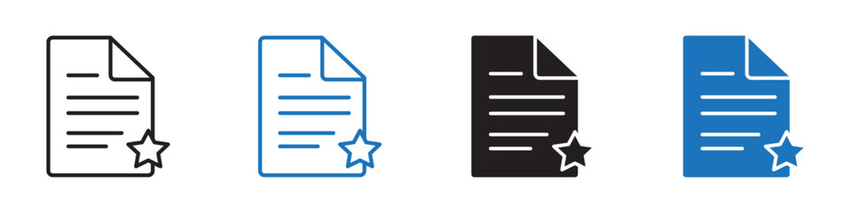Favourite document icon linear graphics set vector in black