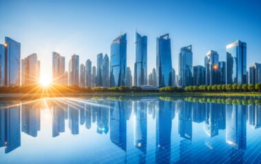 Obraz premium Blurred City Building sunrise background