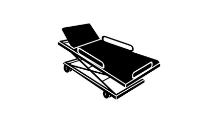 Ambulance stretcher emblem, black isolated silhouette