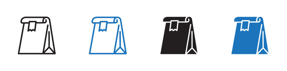 Food bag icon linear graphics set vector in black