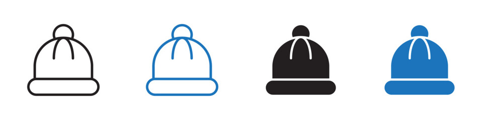 Hat icon linear graphics set vector in black