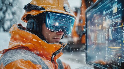 Worker in Snowstorm.