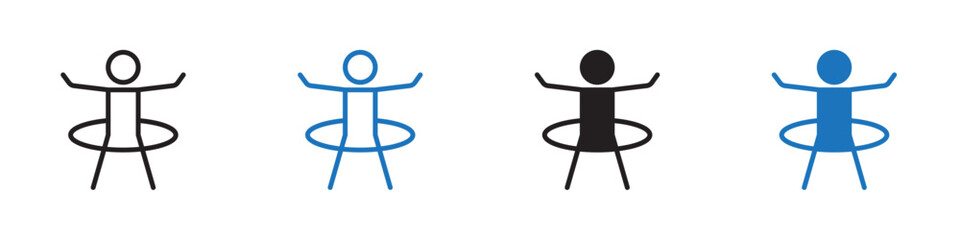 Hula hoop icon linear graphics set vector in black