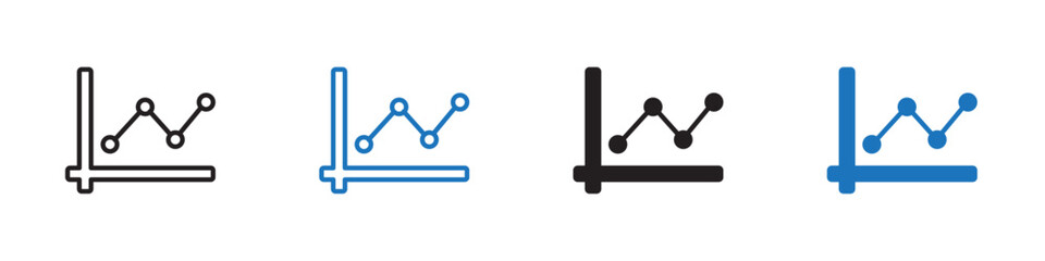 Line chart increase icon linear graphics set vector in black