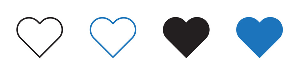 Love icon linear graphics set vector in black