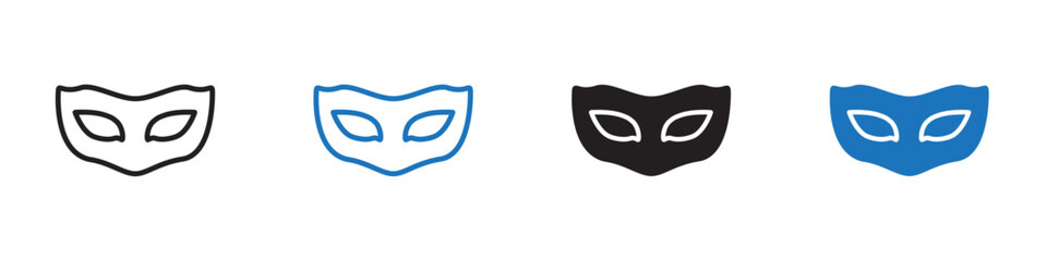 Mask icon linear graphics set vector in black