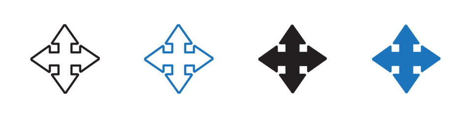 Move arrow icon linear graphics set vector in black