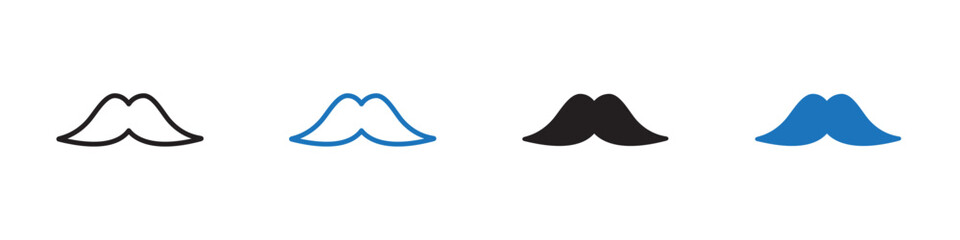 Moustache icon linear graphics set vector in black