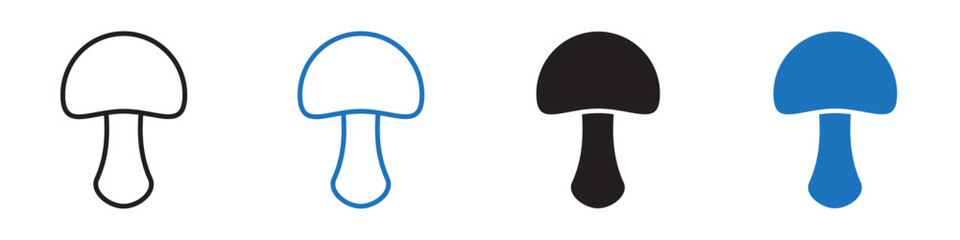 Mushroom icon linear graphics set vector in black