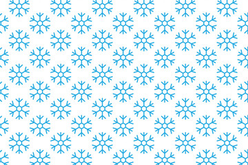 Snow flake pattern . Blue snow flake pattern on white background . Snow flake background . Vector illustration
