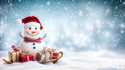 Snowman on a winter background