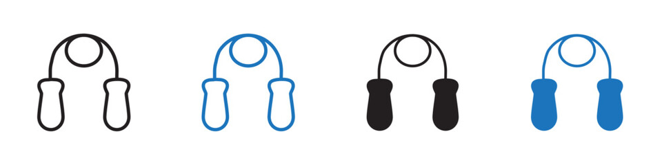Skipping rope icon linear graphics set vector in black