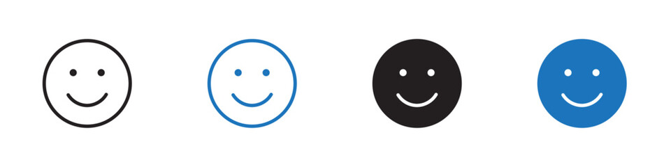 Fototapeta premium Smile icon linear graphics set vector in black