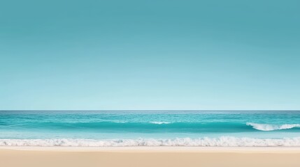 Obraz premium Serene beach with turquoise water and clear sky, inviting relaxation and tranquility.