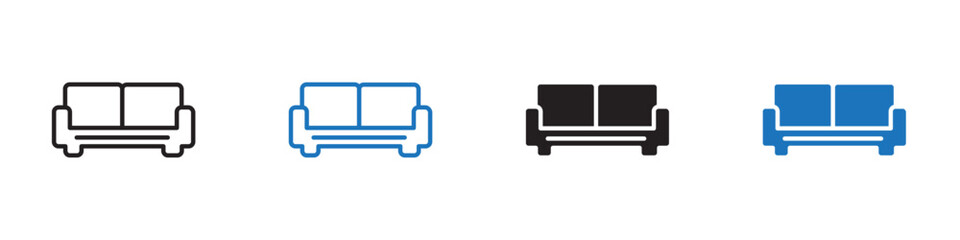Sofa icon linear graphics set vector in black