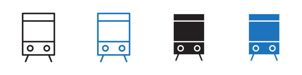 Train icon linear graphics set vector in black