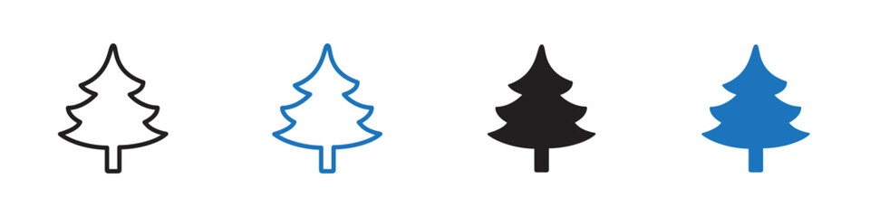 Tree icon linear graphics set vector in black