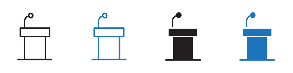 Tribune icon linear graphics set vector in black