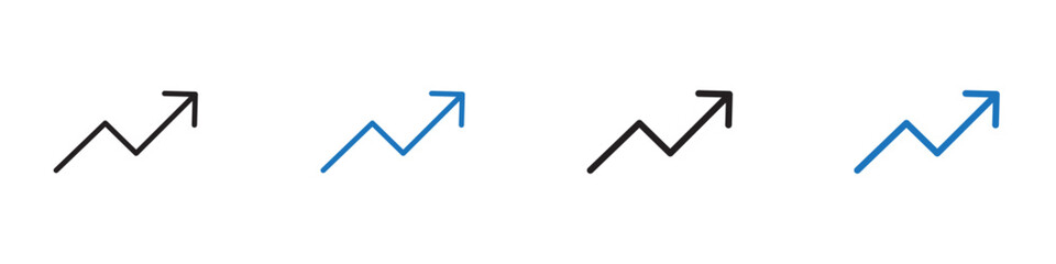Trending icon linear graphics set vector in black