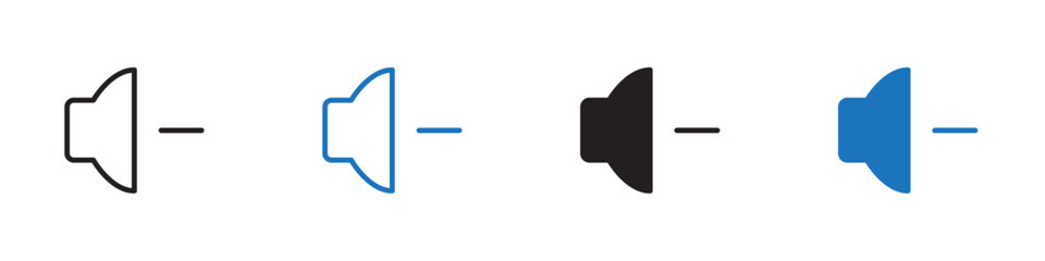 Volume down icon linear graphics set vector in black