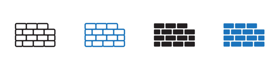 Wall icon linear graphics set vector in black