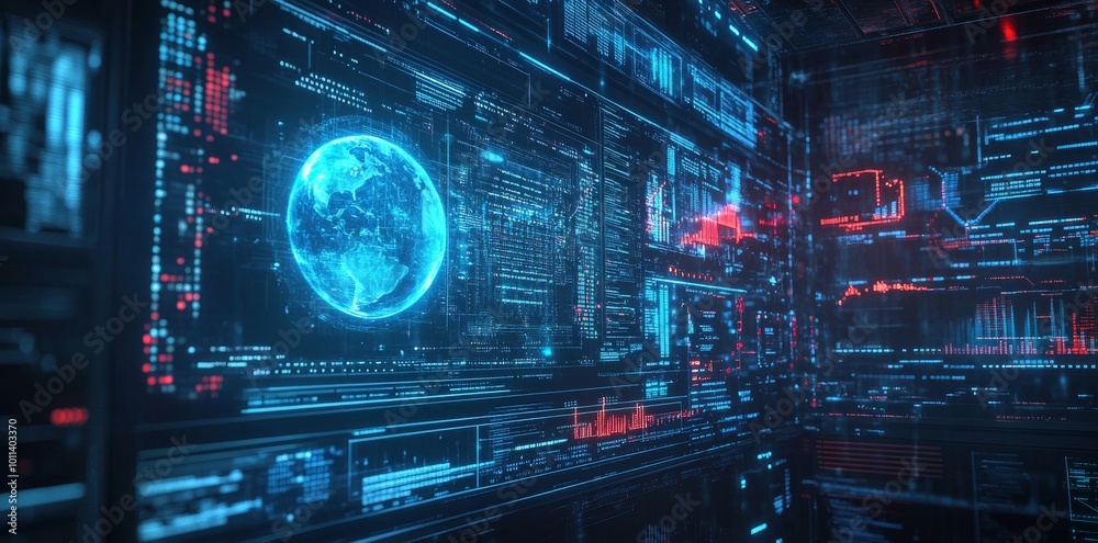 Poster 3d rendering of global network connection and innovation concept with screen texture of abstract glo