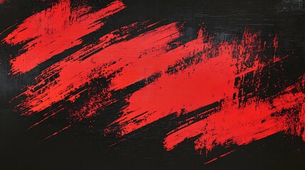 Abstract red and black brushstrokes on a dark background.