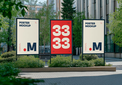 Three Posters in the Big City Mockup