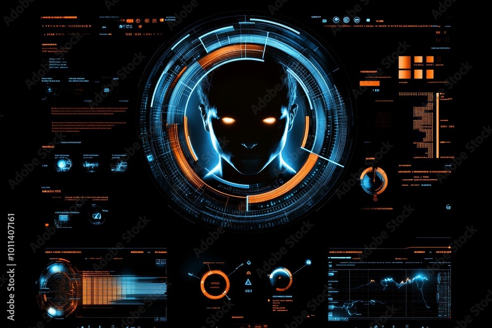 Poster future technology ui concept based on sense of science and technology. generating ai based on scienc
