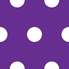 White polka dots on a purple background seamless pattern: a playful and jolly design perfect for vibrant festive background use, adding a cheerful touch to any project with its lively color contrast