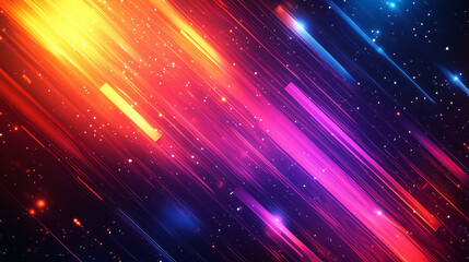 Obraz premium Futuristic abstract background, colorful bright neon rays and glowing lines. AI generative 