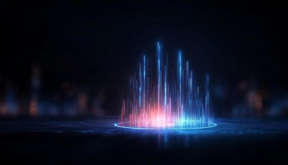 Obraz premium Abstract glowing digital wave with blue and red colors