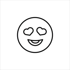 Heart eyes emoji icon. Simple heart-eyed smiling face emoji for social media, app, and web design. Vector illustration