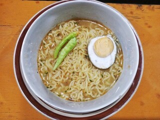 chicken noodle soup with half egg