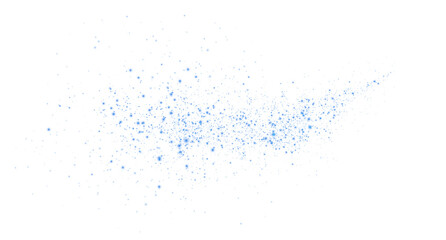 Blue glowing light effect with many glitter particles. Starry cloud with dust. Magic christmas decoration. Luminous bokeh softly shimmering blue light. Light abstract glowing lights. PNG.
