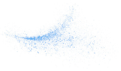 Blue glowing light effect with many glitter particles. Starry cloud with dust. Magic christmas decoration. Luminous bokeh softly shimmering blue light. Light abstract glowing lights. PNG.