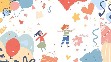 Children's Day Simple Hand Drawn Background - a charming and festive visual. The simple hand drawn backdrop for Children's Day is full of joy and creativity