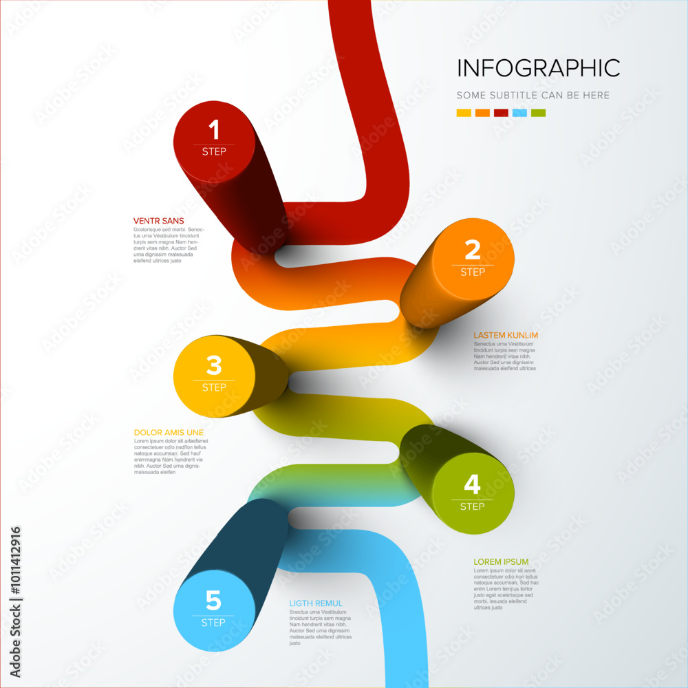 Poster vector light multipurpose infographic template made from color vertical cylinder steps chart with nu
