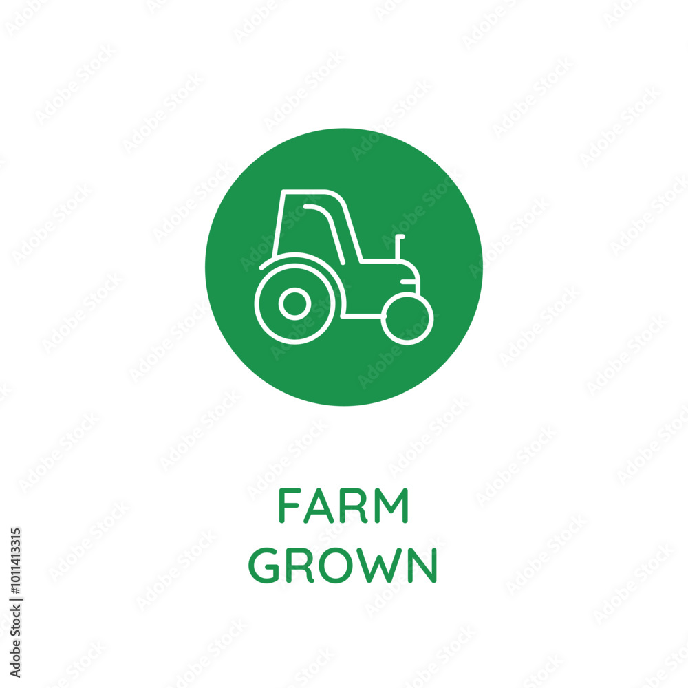Poster Vector line design element, badge and icon for food and cosmetics packaging in mono linear style - farm grown