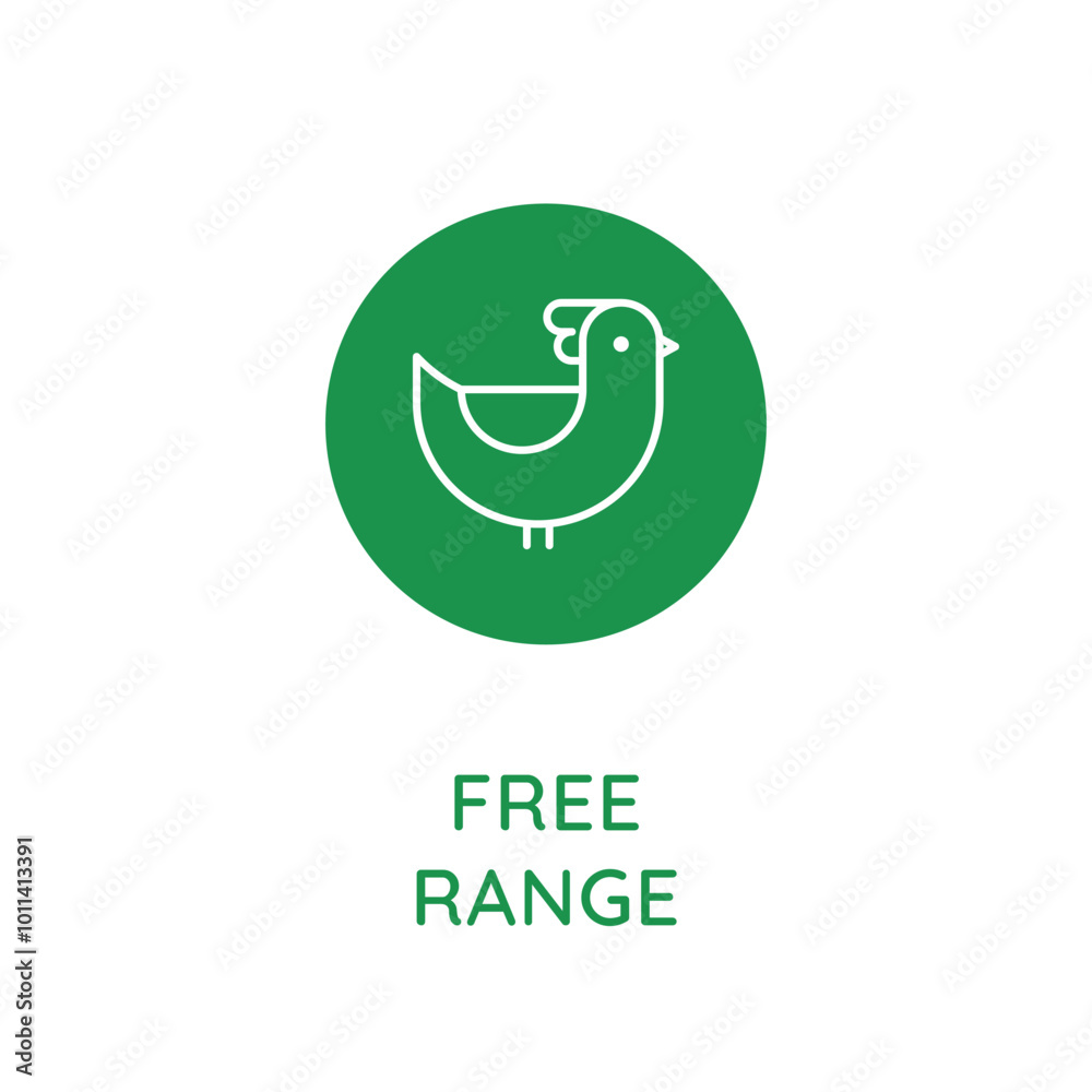 Aufkleber Vector line design element, badge and icon for food and cosmetics packaging in mono linear style - free range