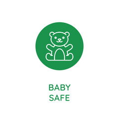 Vector line design element, badge and icon for food and cosmetics packaging in mono linear style - baby safe