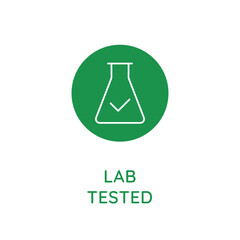 Vector line design element, badge and icon for food and cosmetics packaging in mono linear style - lab tested © venimo