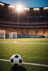 ball on a football field, vertical orientation, ai
